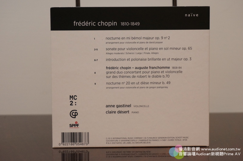 Chopin Anne Gastinel與Claire Desert，沒有標題的CD，但很好聽。