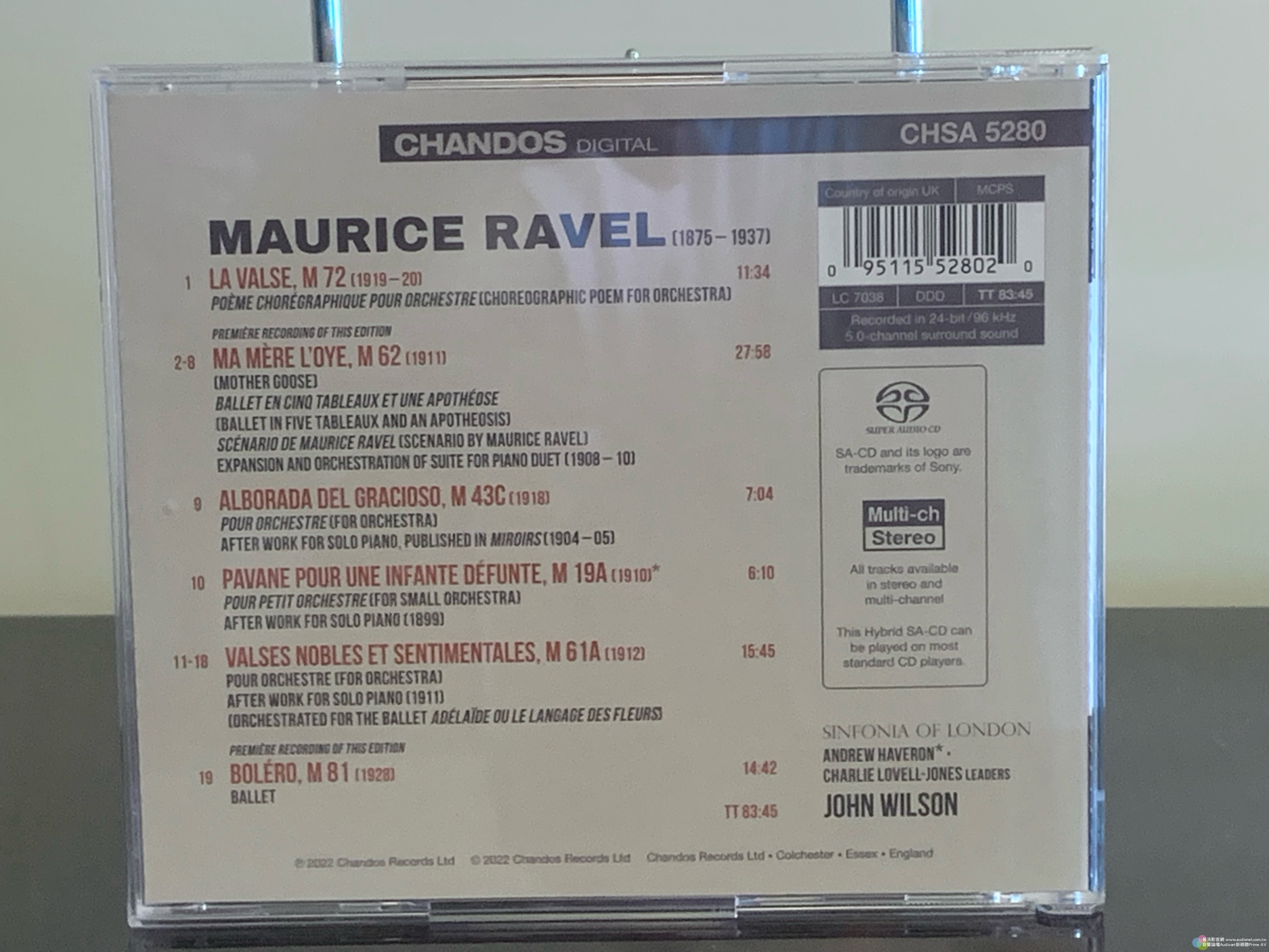 拉威爾管弦樂作品，天啊！一張CD將近84分鐘，而且音效棒
